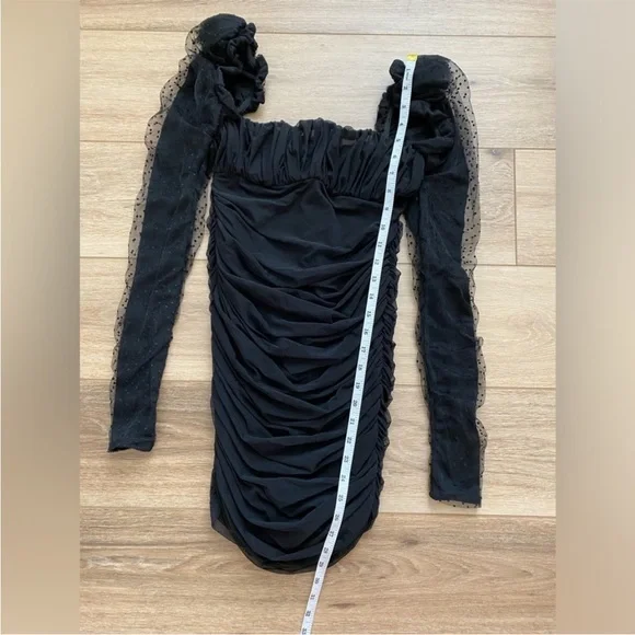 House of CB Elegant Black Long Sleeve Mini Dress Size S - Picture 8 of 12